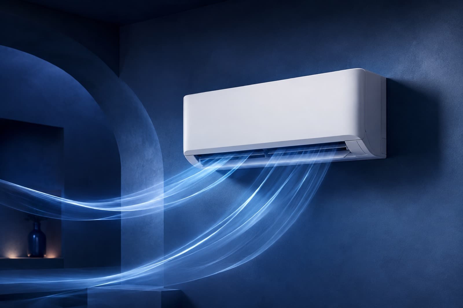 Flux d’air frais diffusé par une climatisation murale